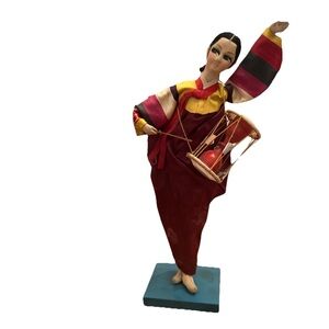 VINTAGE Korean traditional Costume Doll With Drum On a base